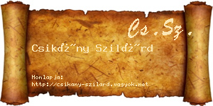 Csikány Szilárd névjegykártya